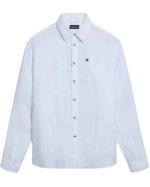 Napapijri Camicia uomo in lino a maniche lunghe - Blu