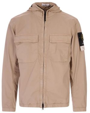 Stone Island Kapuzenjacke Aus Twill - Natur