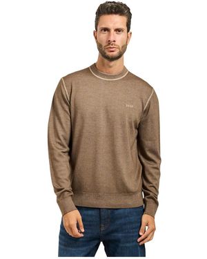 HUGO Bestickter Logo Wollpullover - Braun