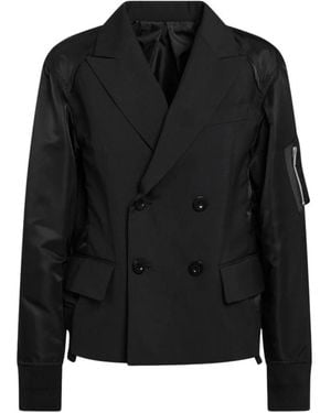 Sacai Suiting X Nylon Twill Jas - Zwart