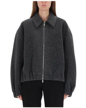 Helmut Lang Jassen ,Grijs ,Wol Shell Bomber - Zwart