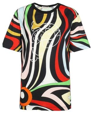 Emilio Pucci Logo Print Baumwoll T-Shirt - Schwarz