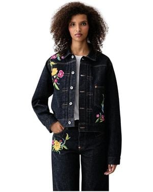 KENZO Wildflower Denim Jas - Zwart