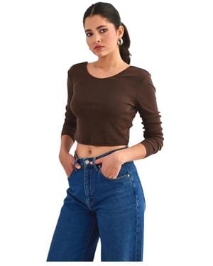 ONLY Kika Long Sleeve Cropped Top - Blauw