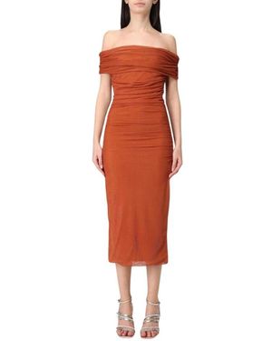 Hanita Oranges Mesh Off-Shoulder Kleid - Rot