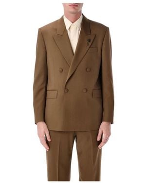 Lardini Dubbelrijige Wollen Blazer - Bruin