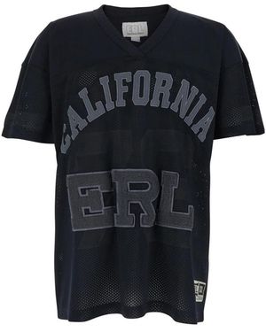 ERL Tops ,Zwart ,Katoen Mesh Football Tee Knit