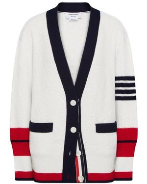 Thom Browne Truien & Vesten ,Wit ,Cardigan - Rood