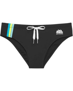 Sundek Badehose Mit Dreifarbigen Frontbändern - Schwarz