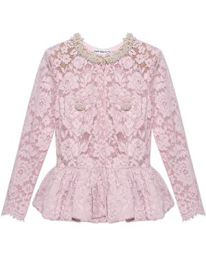 Self-Portrait Lace Peplum Top - Roze