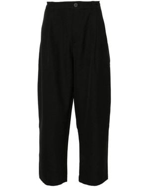 Studio Nicholson Broeken ,Zwart ,Zwarte Gevlochten Hoge Taille Tapered Broek