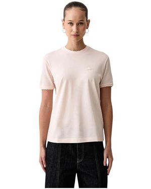 Lacoste Fließendes Piqué-T-Shirt Mit Bogenkante - Pink