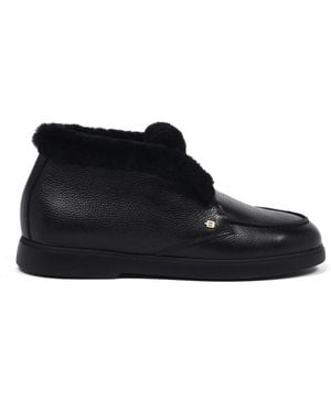 Baldinini Tumbled Leder Stiefelette - Schwarz