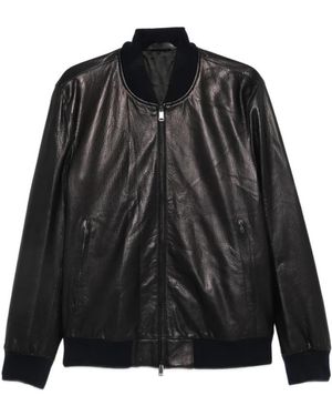 Brioni Jassen ,Zwart ,Leer Bomberjack