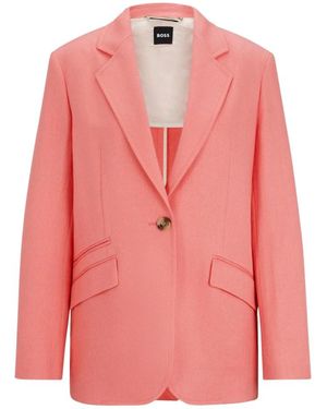 BOSS Chaqueta de lino twill de corte relajado jopeta - Rosa