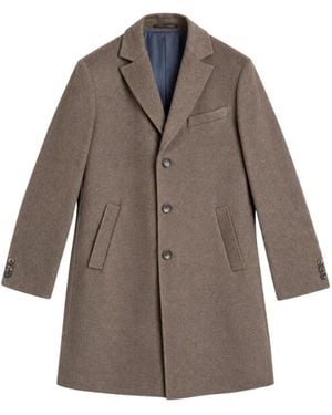 Sand Single-Breasted Coats - Marrone