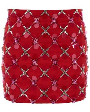 Des Phemmes Rokken ,Rood ,Polyester Crystal Lattice Micro Skirt