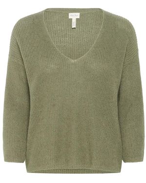 Part Two Lockerer v-ausschnitt strickpullover kalamata - Grün