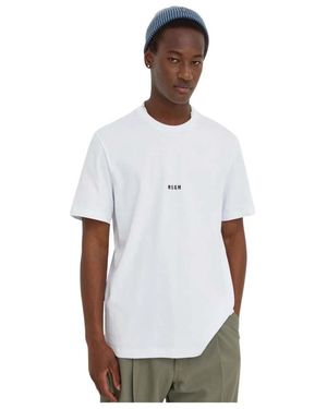 MSGM Tops ,Wit ,Katoen Logo Print T-Shirt
