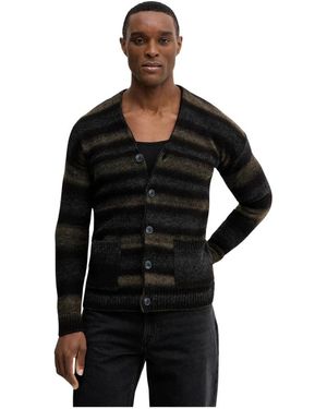 Benetton Gestreifter Cardigan Mit Knöpfen - Schwarz