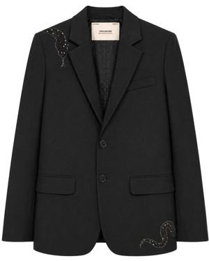 Zadig & Voltaire Jassen ,Zwart ,Denim Strass Snake Overshirt