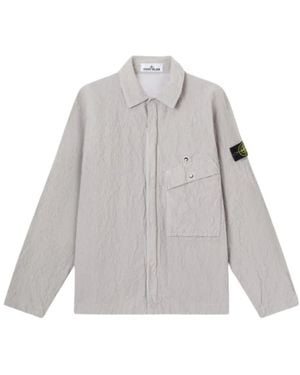 Stone Island Jassen ,Grijs ,Katoen Wrinkled Corduroy 500-Tc Overshirt