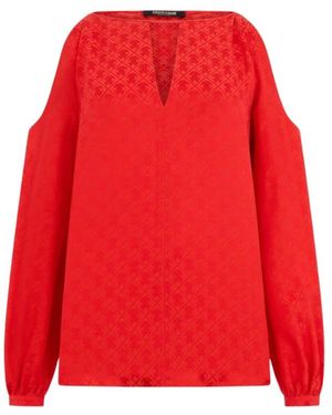 Roberto Cavalli Zijden Blouse Met Rc Print - Rood