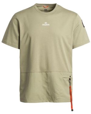 Parajumpers Baumwoll-Jersey T-Shirt Mit Nylon-Details - Grün