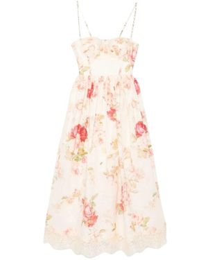 Zimmermann Roselight Picnic Midi Jurk - Roze