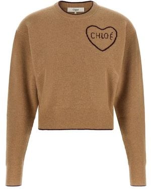 Chloé Round-Neck Knitwear - Neutro