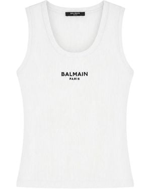 Balmain Geborduurd Vest Top - Wit