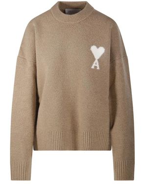 Ami Paris Round-Neck Knitwear - Neutre