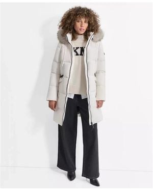 DKNY Mid-Length Parka - Weiß