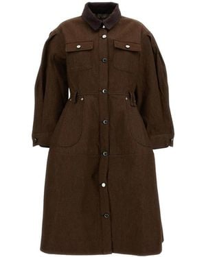 Simone Rocha Kleedjes ,Bruin ,Katoen Midi Shirt Dress