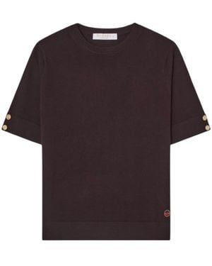BUSNEL Tops ,Bruin ,Wol Lucca Top - Zwart