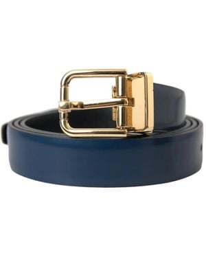 Dolce & Gabbana Cintura in pelle blu con fibbia oro