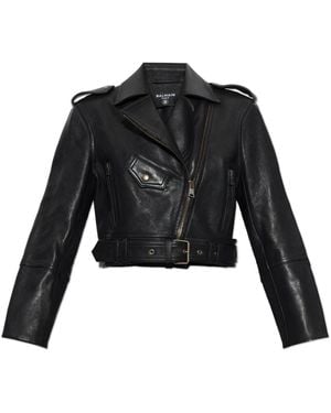 Balmain Leather Jackets - Negro