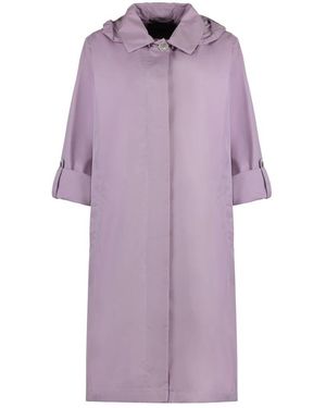 Moorer Techno Fabric Trenchcoat Met Koord - Paars