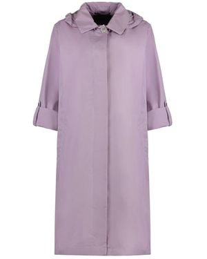 Moorer Techno Fabric Trenchcoat Met Koord - Paars