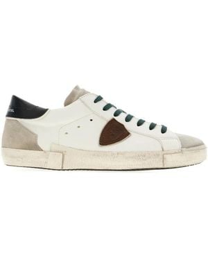 Philippe Model Schoenen ,Wit ,Vintage Mix Sneakers - Naturel