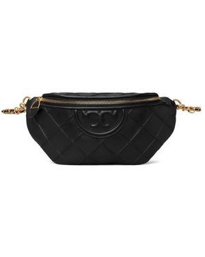 Tory Burch Schwarze Leder-Hüfttasche Mit Rautenmuster