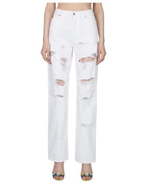 Dolce & Gabbana Logo Plaque Distressed Jeans - Wit