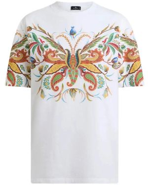 Etro Langes Baumwoll-T-Shirt Mit Paisleymotiv-Print - Weiß