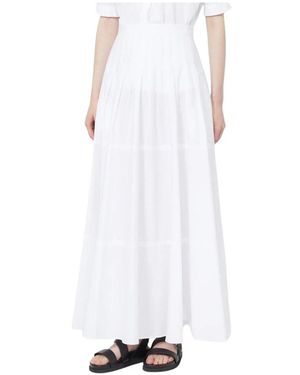 Max Mara Rokken ,Wit ,Katoen Mstopera Plissé Maxirok