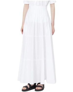 Max Mara Rokken ,Wit ,Katoen Mstopera Plissé Maxirok