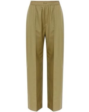 KENZO Broeken ,Groen ,Wol Wollen Wijde Pijpen Broek