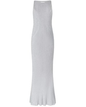 Pinko Rib-Knit Midi Jurk - Wit