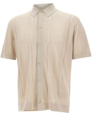 Paolo Pecora Truien & Vesten ,Katoen Zijden Katoenen Poloshirt - Naturel