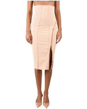 Elisabetta Franchi Rokken ,Roze ,Midi-Rok Van Technische Stof - Naturel