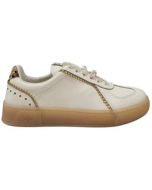GIO+ Schoenen ,Wit ,Leer Combi Sneaker - Naturel